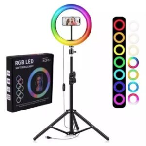 Aro de Luz LED RGB de 26 cm con Trípode Graduable